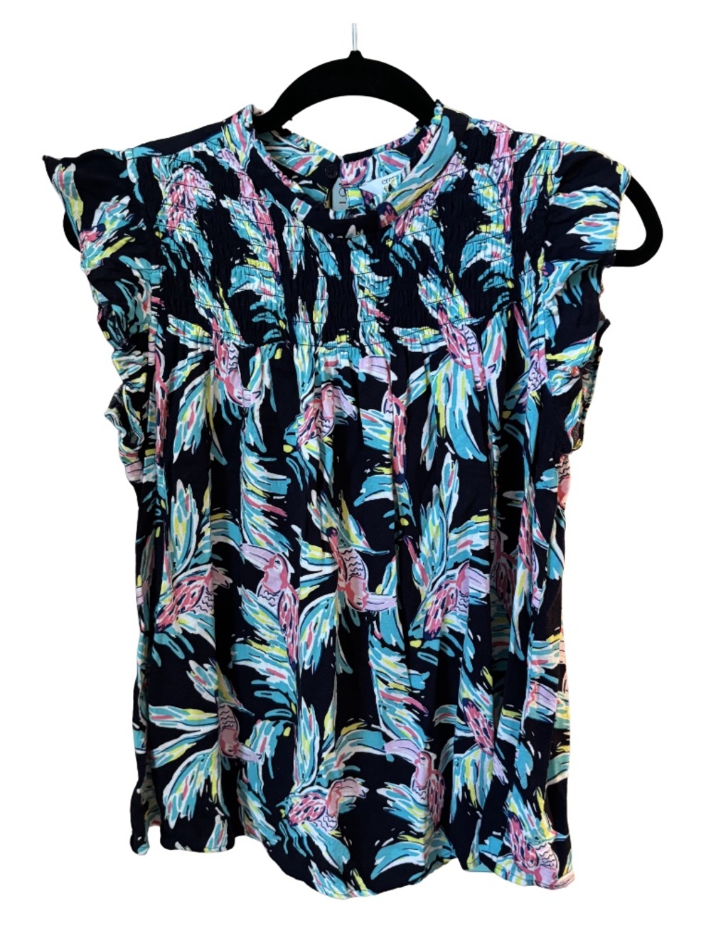 Crown & Ivy Tropical Navy Print Top